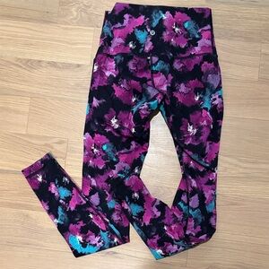 lululemon athletica Purple and Teal Floral Leggings